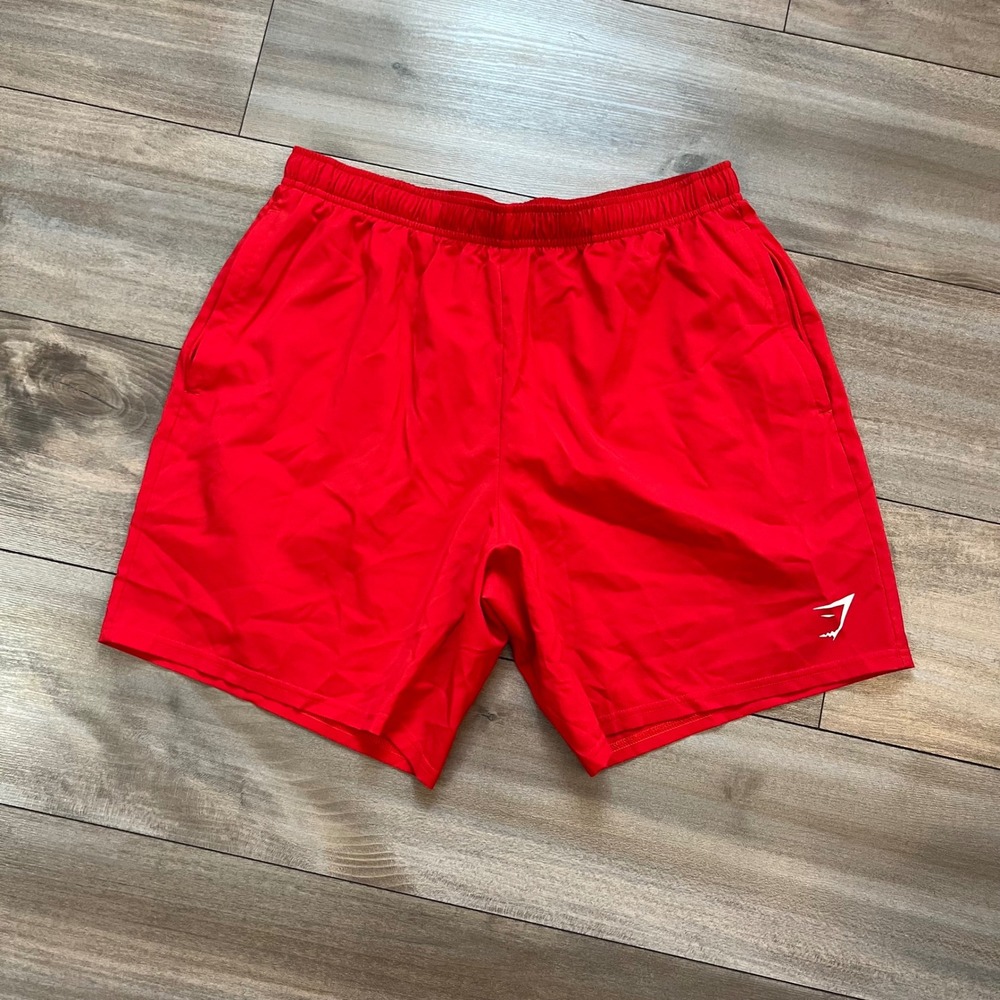 Gymshark Mens Arrival Shorts Red Size Large 7 Inch Inseam Workout Gym Bin O-7